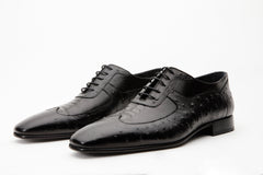 The Alabama Black Wingtip Oxford Shoe - Vinci Leather