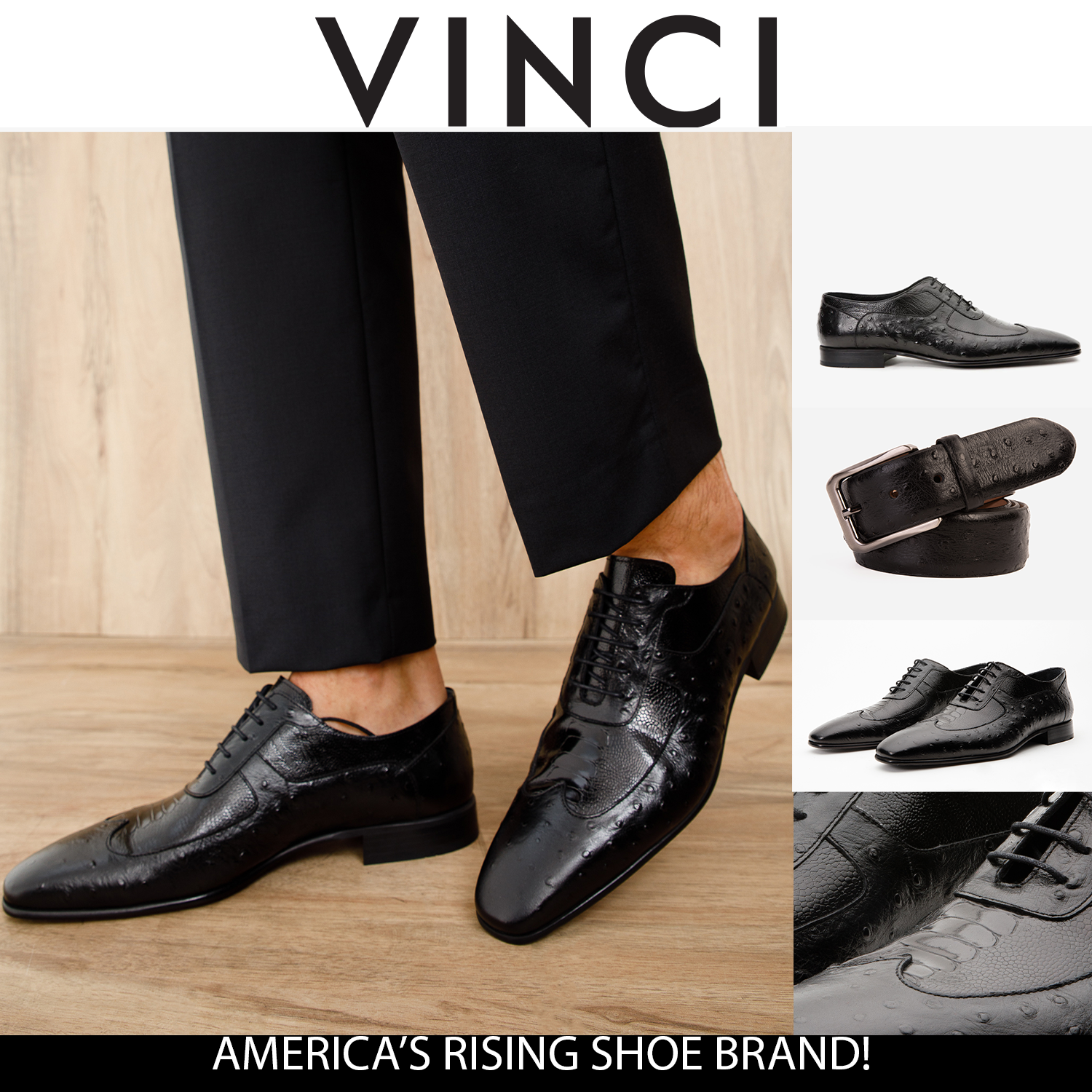 The Alabama Black Wingtip Oxford Shoe - Vinci Leather