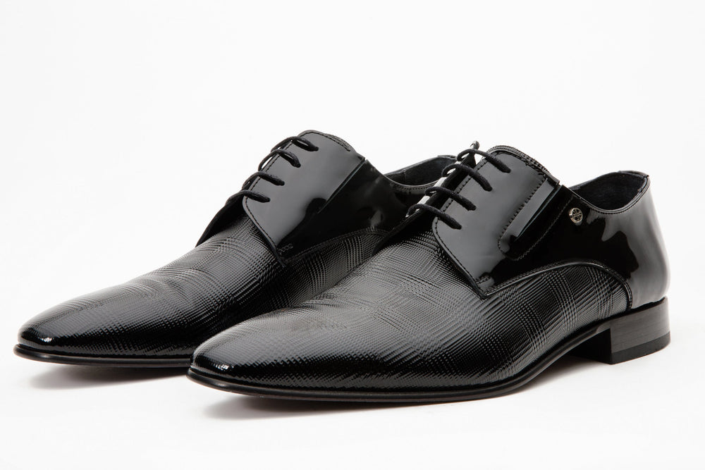 The San Severo Black Patent Leather Derby Shoe - Vinci Leather