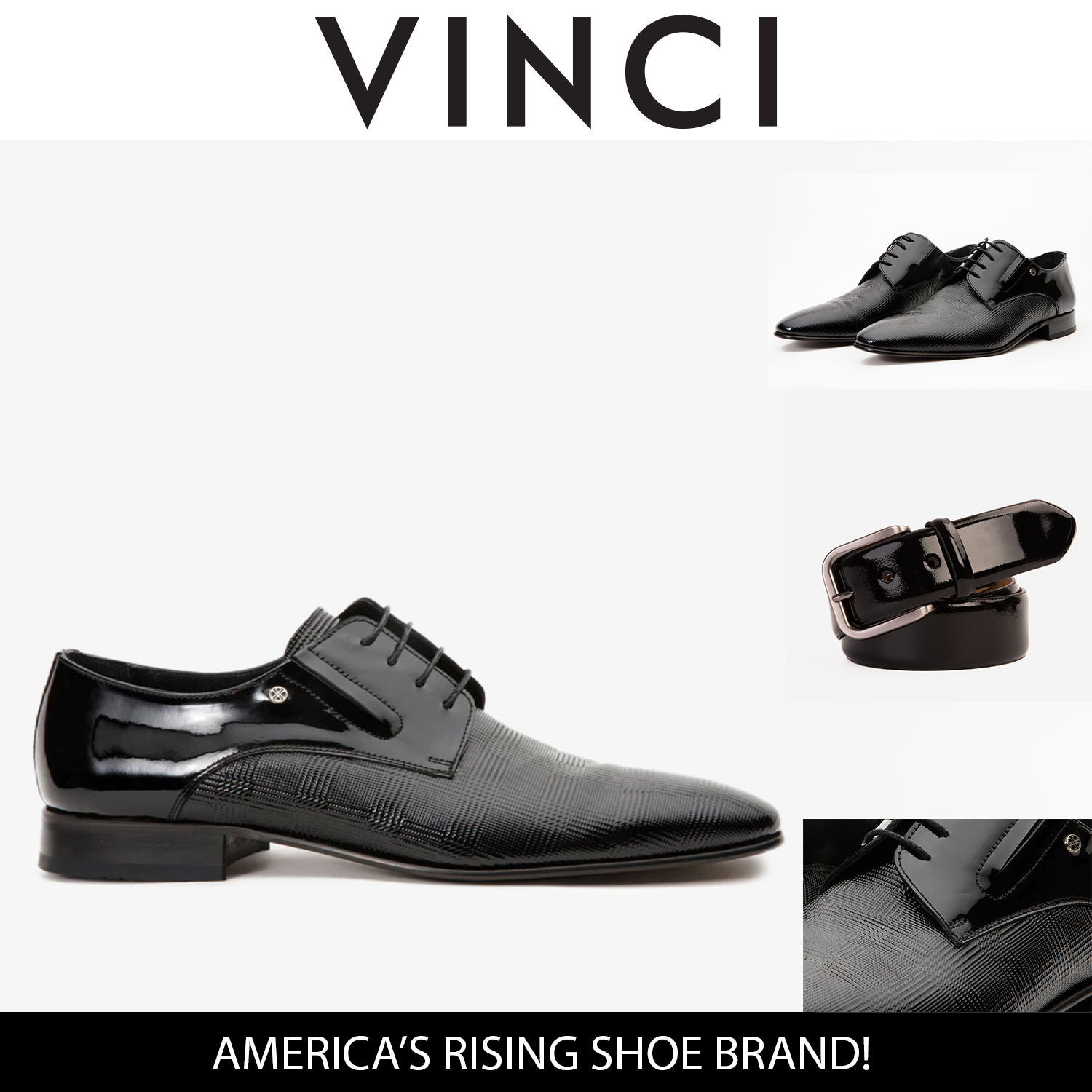 The San Severo Black Patent Leather Derby Shoe - Vinci Leather