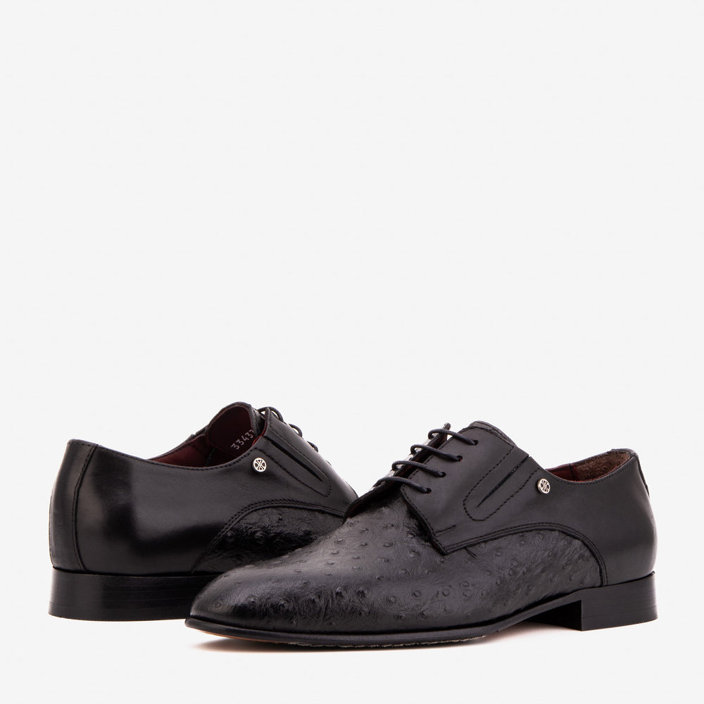 The Porto Alegre Black Leather Derby Shoe - Vinci Leather