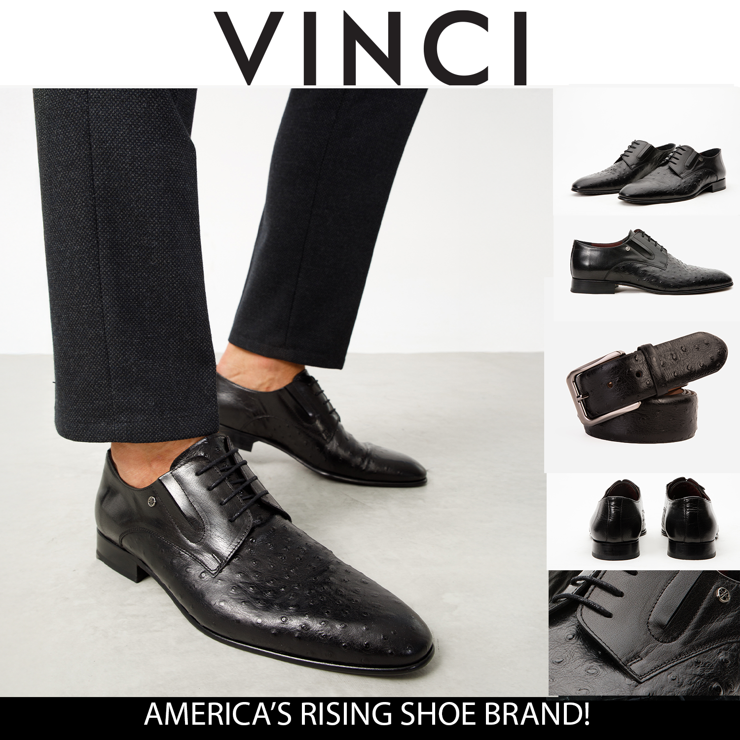 The Porto Alegre Black Leather Derby Shoe - Vinci Leather