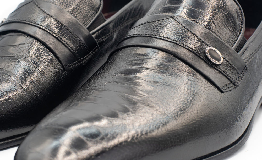 The Bangkok Black Penny Loafer Shoe - Vinci Leather