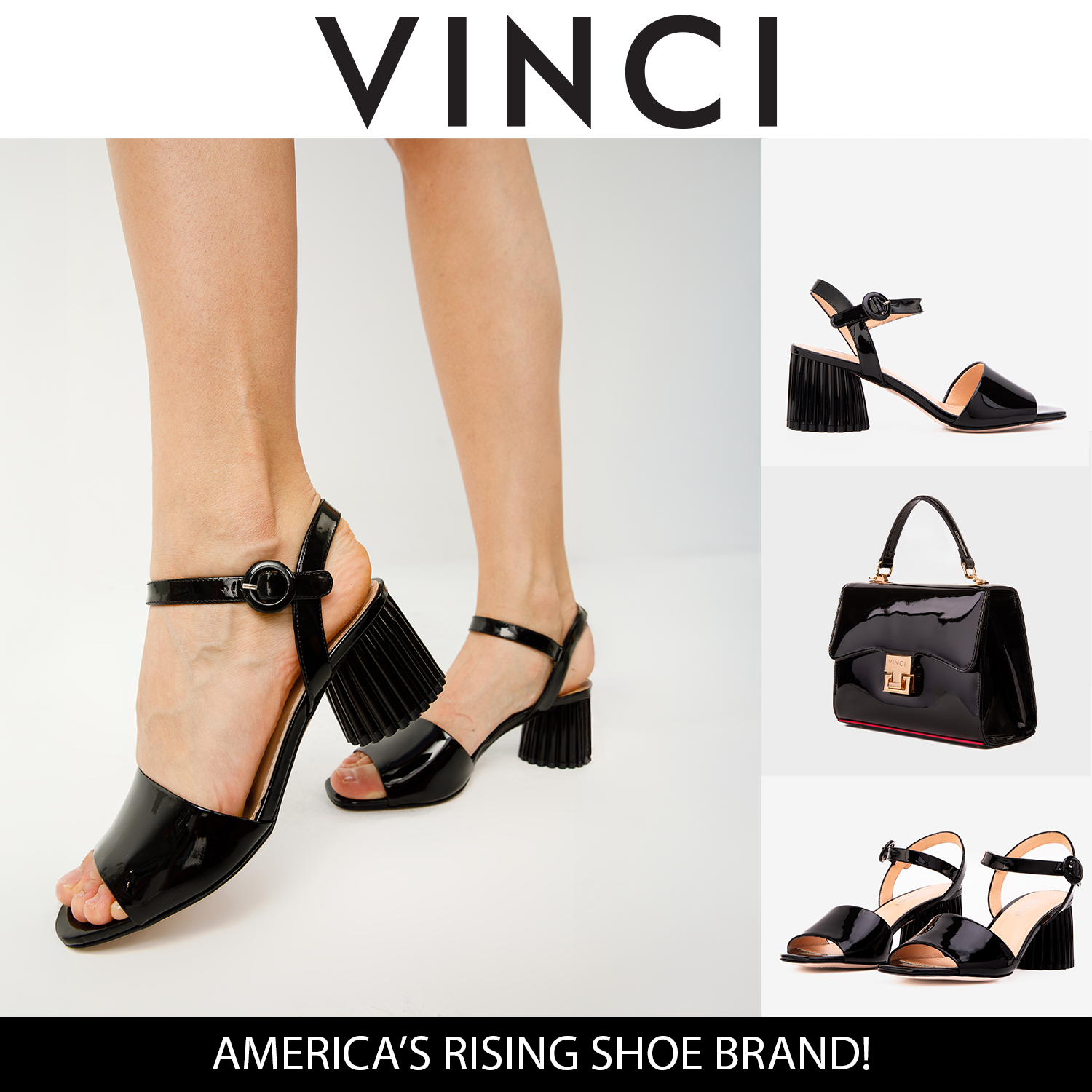The Bamba Black Patent Leather Sandal - Vinci Leather