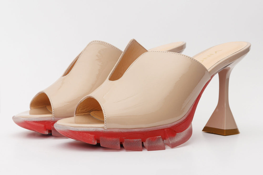 The Caratal Cream Patent Leather Sandal - Vinci Leather