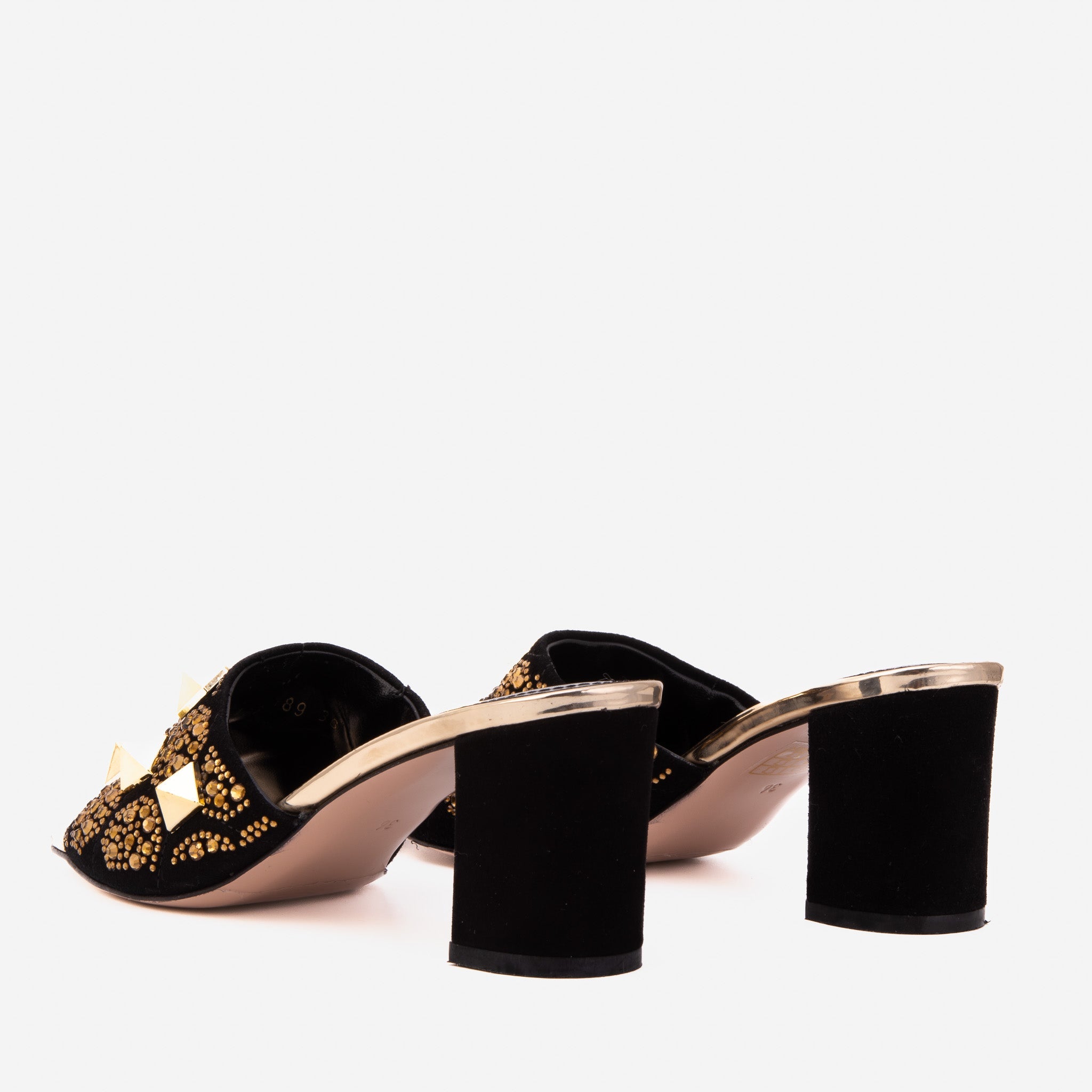The Chantilly Black Glitter Leather Sandal - Vinci Leather