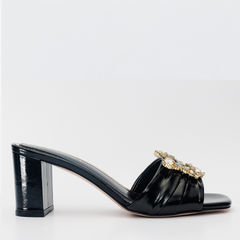 The Micro Black Leather Sandal - Vinci Leather
