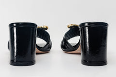 The Micro Black Leather Sandal - Vinci Leather