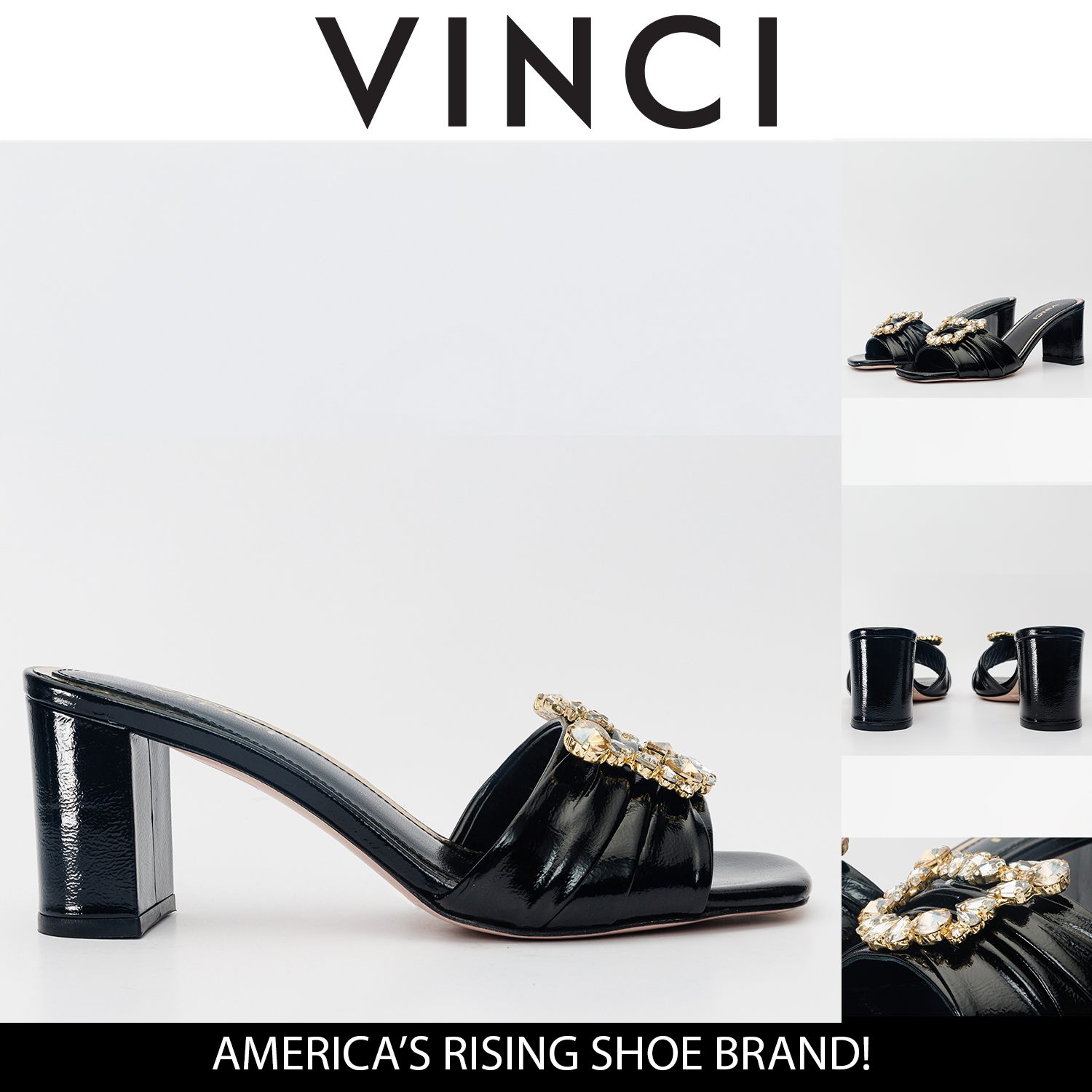 The Micro Black Leather Sandal - Vinci Leather