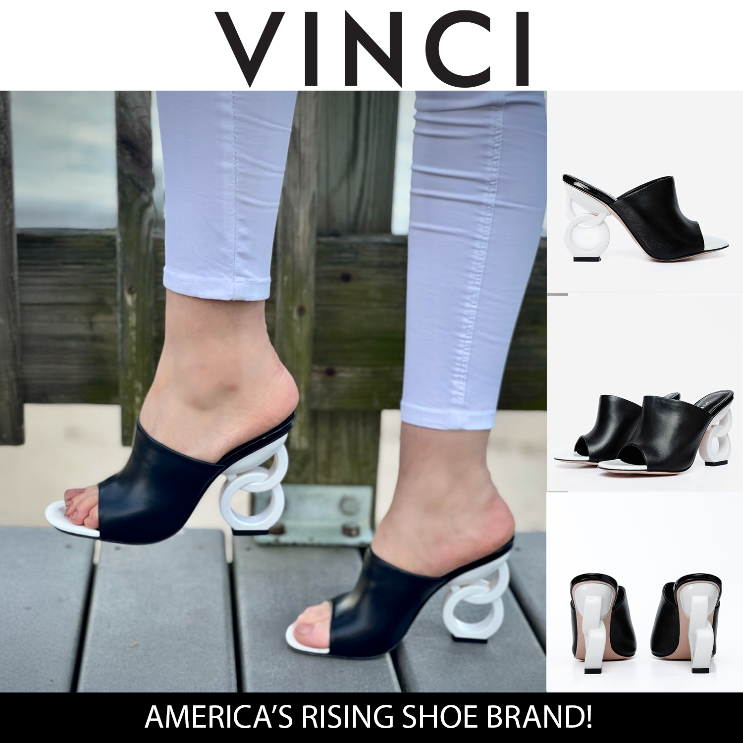 The Cymmer Black Leather Sandal - Vinci Leather