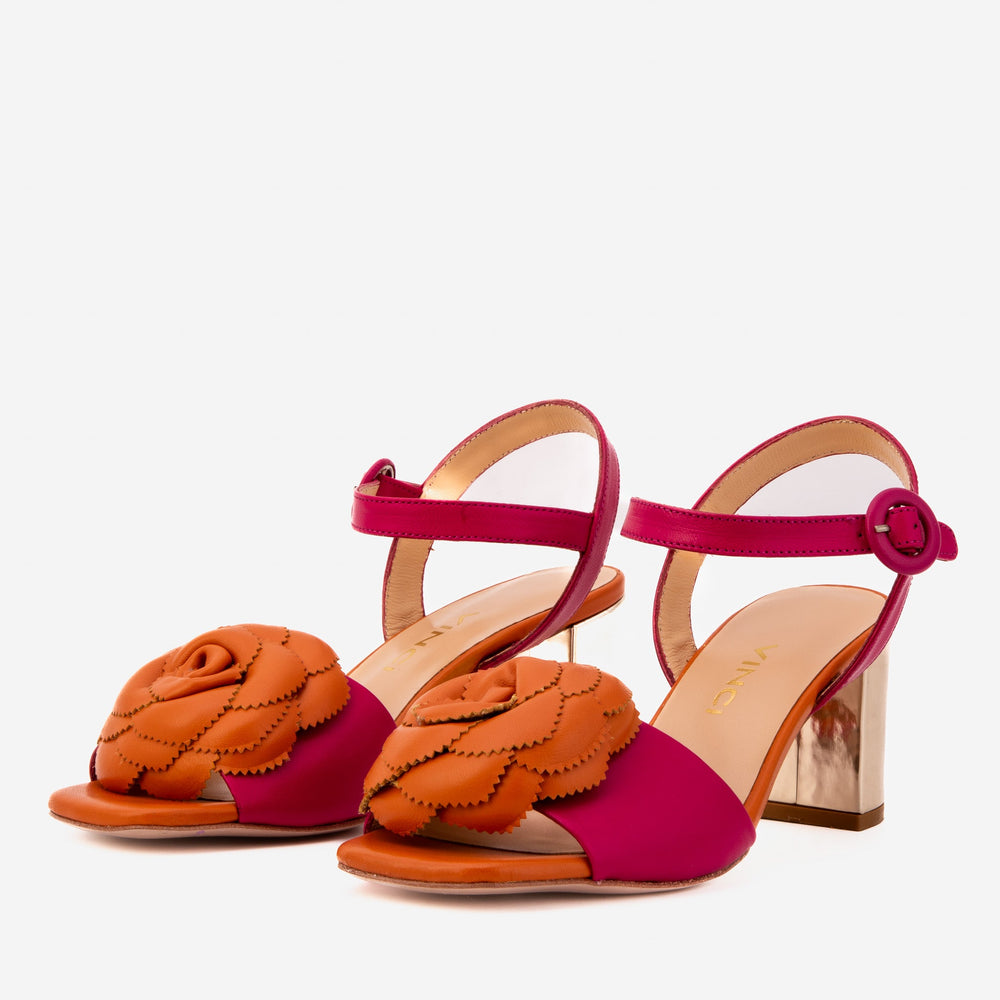 The Salerno Fuchsia Leather Sandal - Vinci Leather