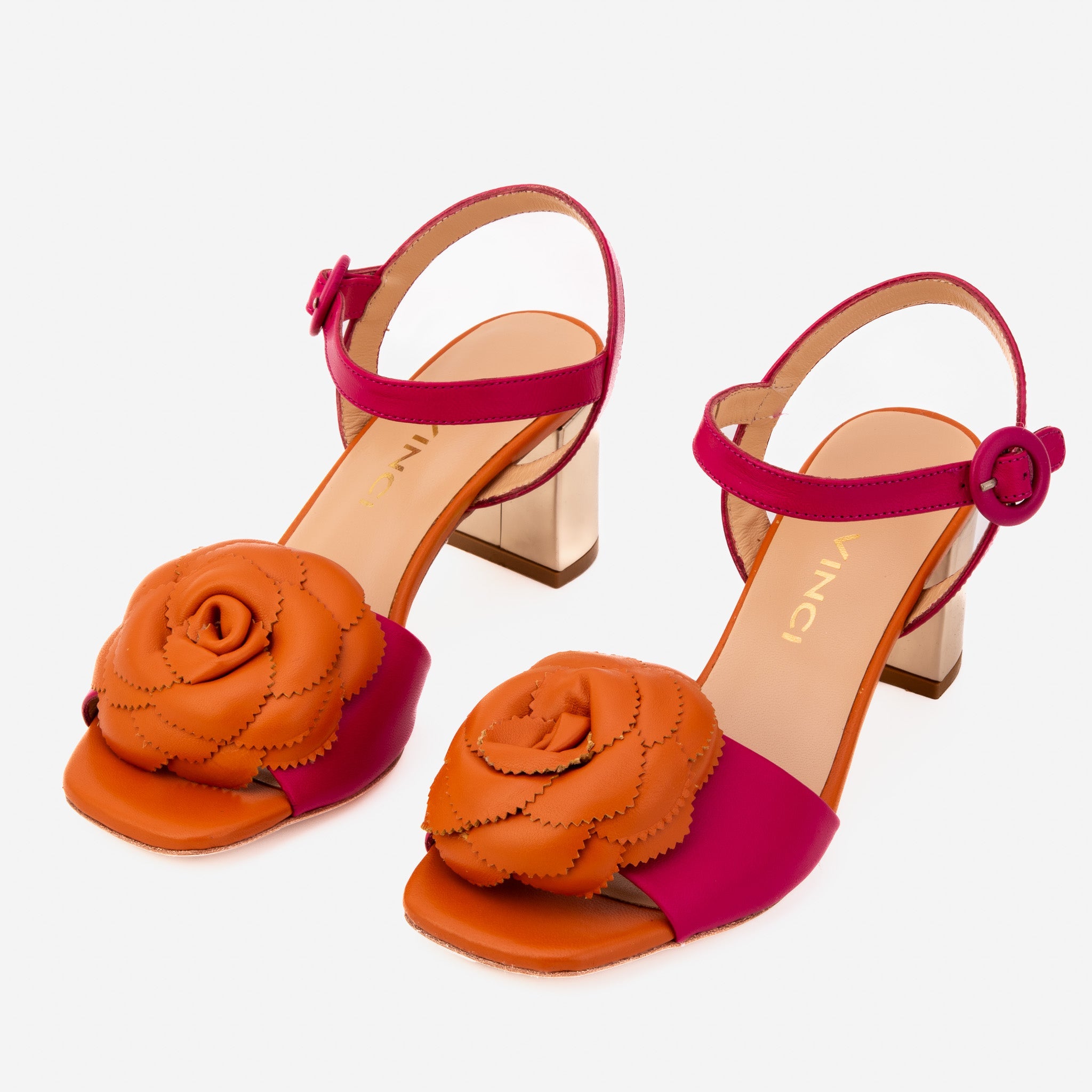 The Salerno Fuchsia Leather Sandal - Vinci Leather