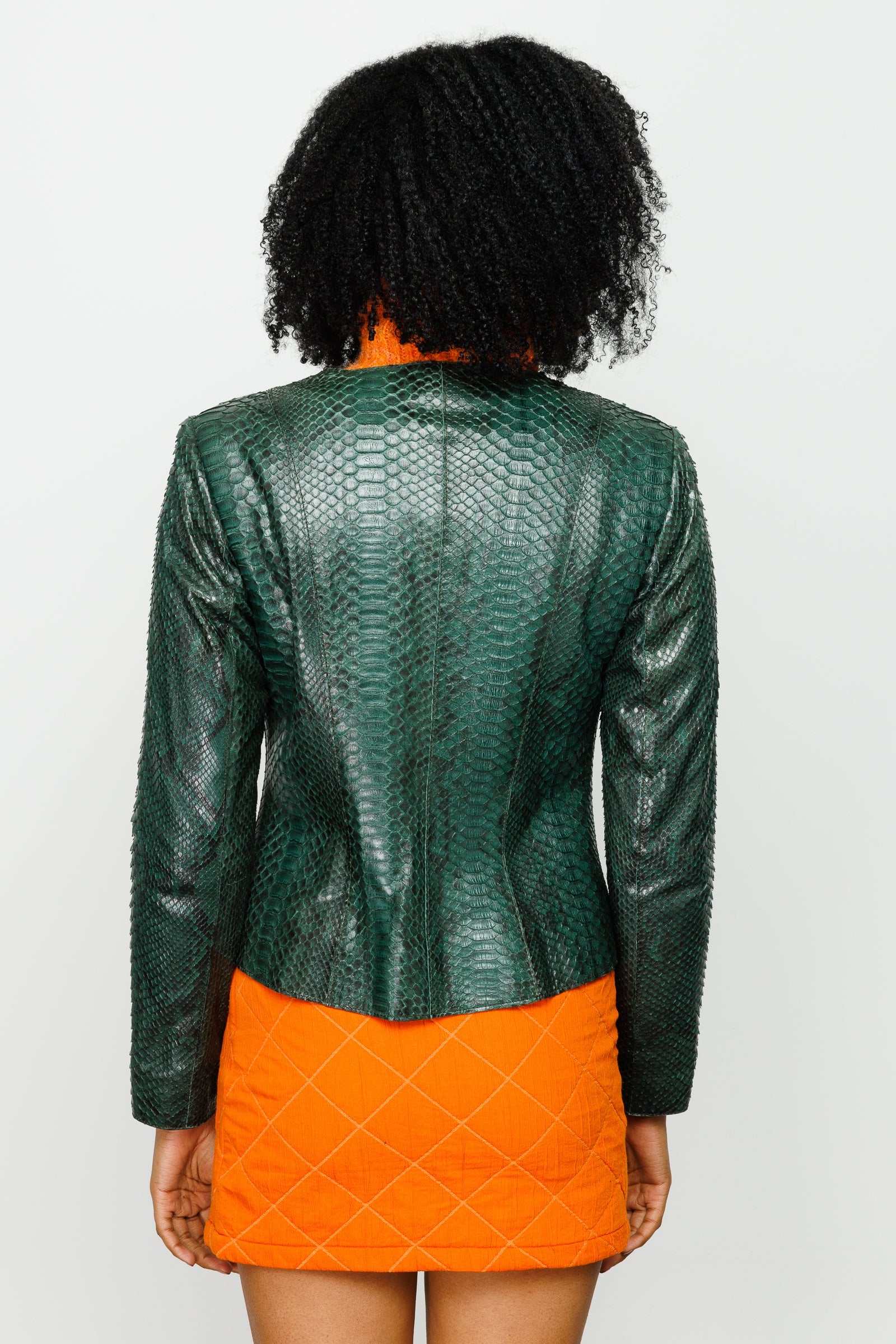 The Mekke Pythn Skin Green Leather Jacket - Vinci Leather
