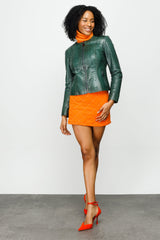 The Mekke Pythn Skin Green Leather Jacket - Vinci Leather