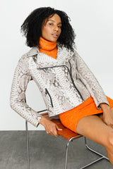 The Queen Pythn Leather Naturel Color Skin Jacket - Vinci Leather