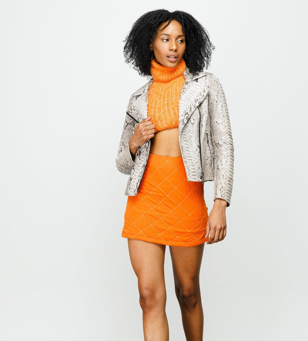 The Queen Pythn Leather Naturel Color Skin Jacket - Vinci Leather