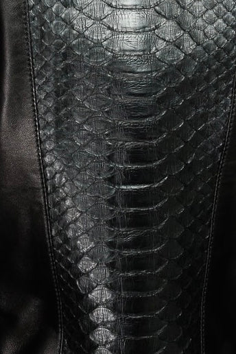 The Nayro Pythn Black Leather Jacket - Vinci Leather