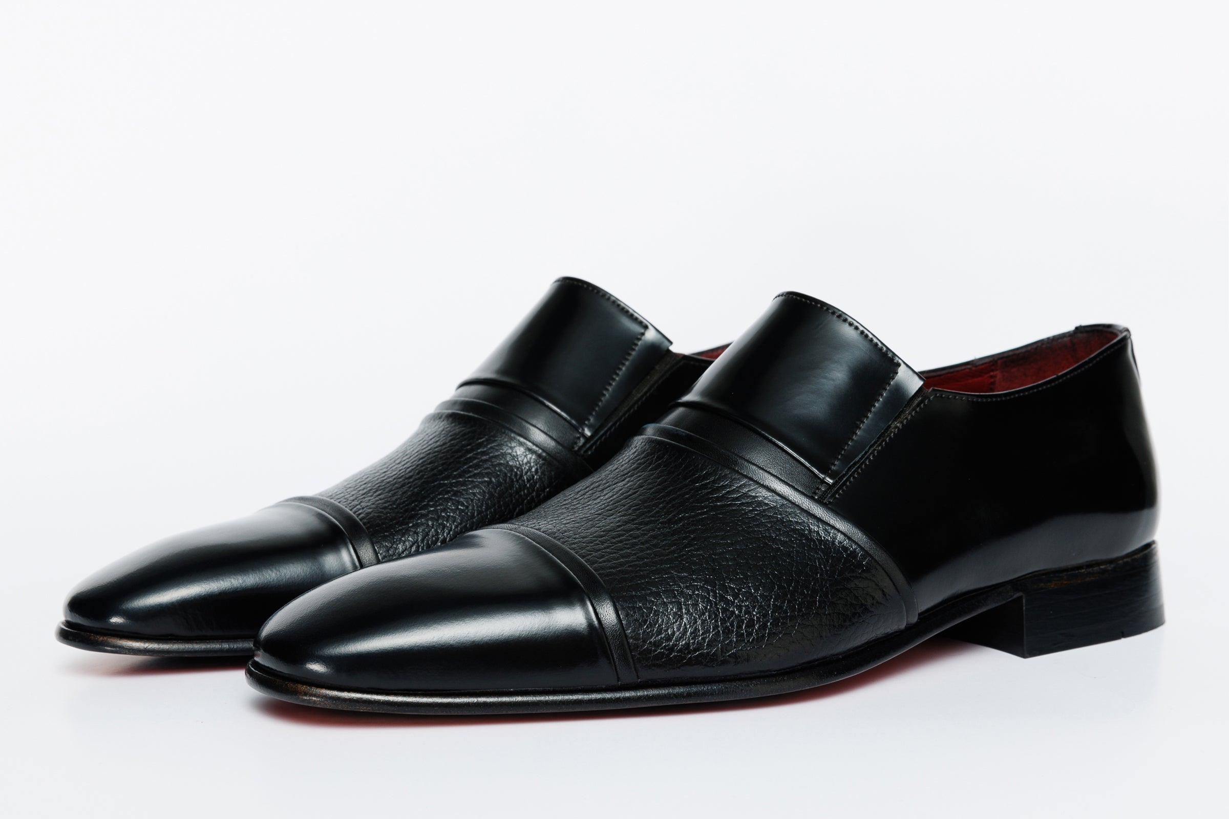 The Everest Black Leather Cap Toe Dress Loafer Shoe - Vinci Leather