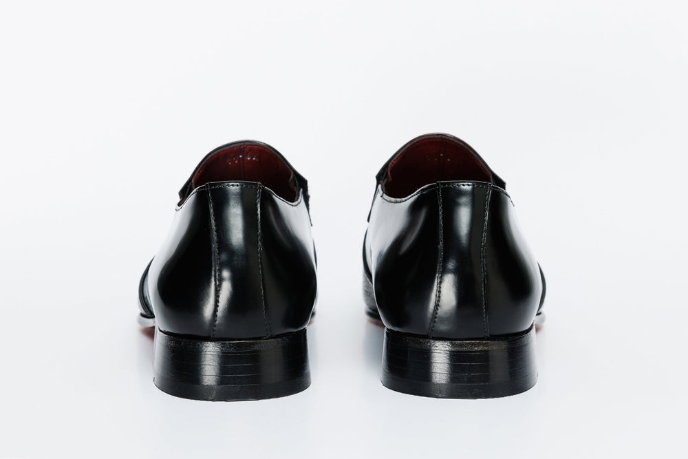 The Everest Black Leather Cap Toe Dress Loafer Shoe - Vinci Leather
