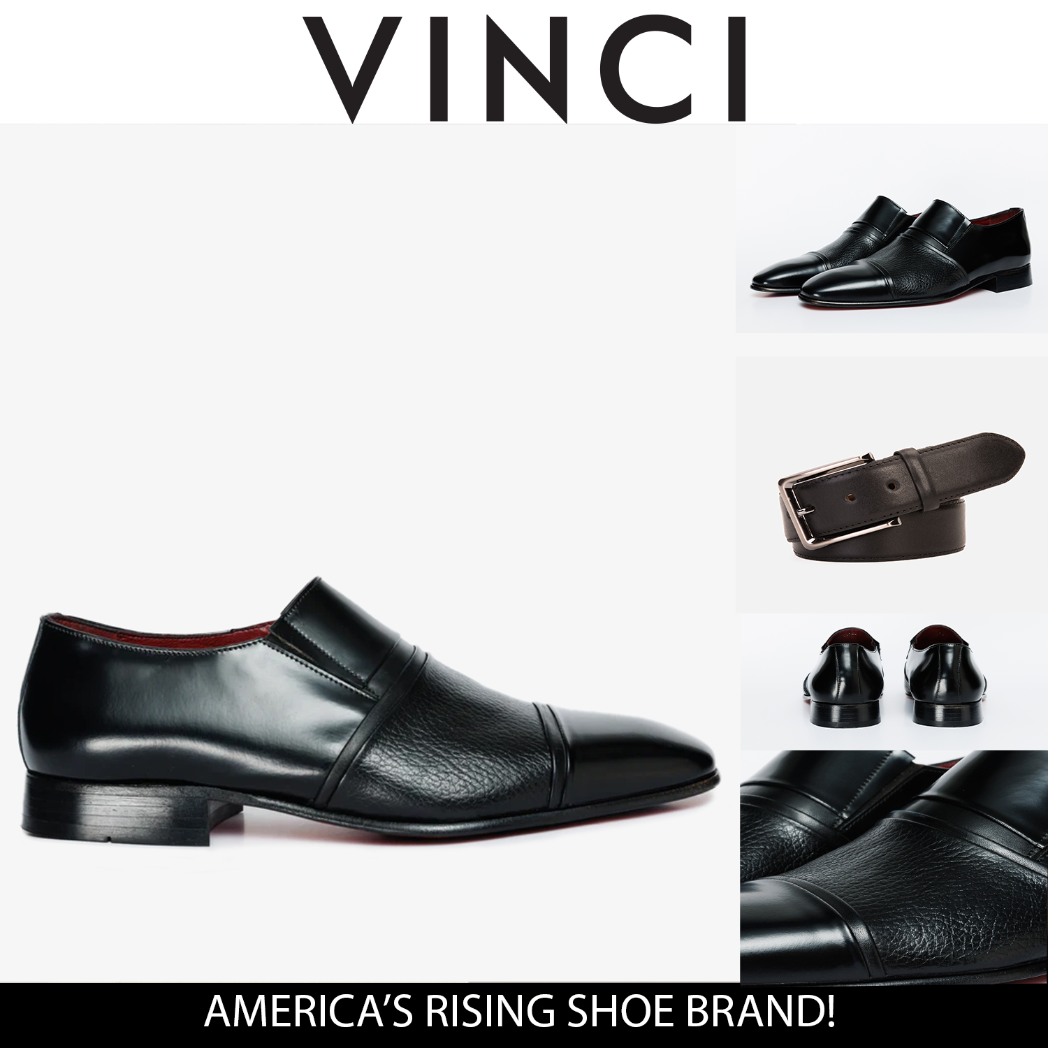 The Everest Black Leather Cap Toe Dress Loafer Shoe - Vinci Leather