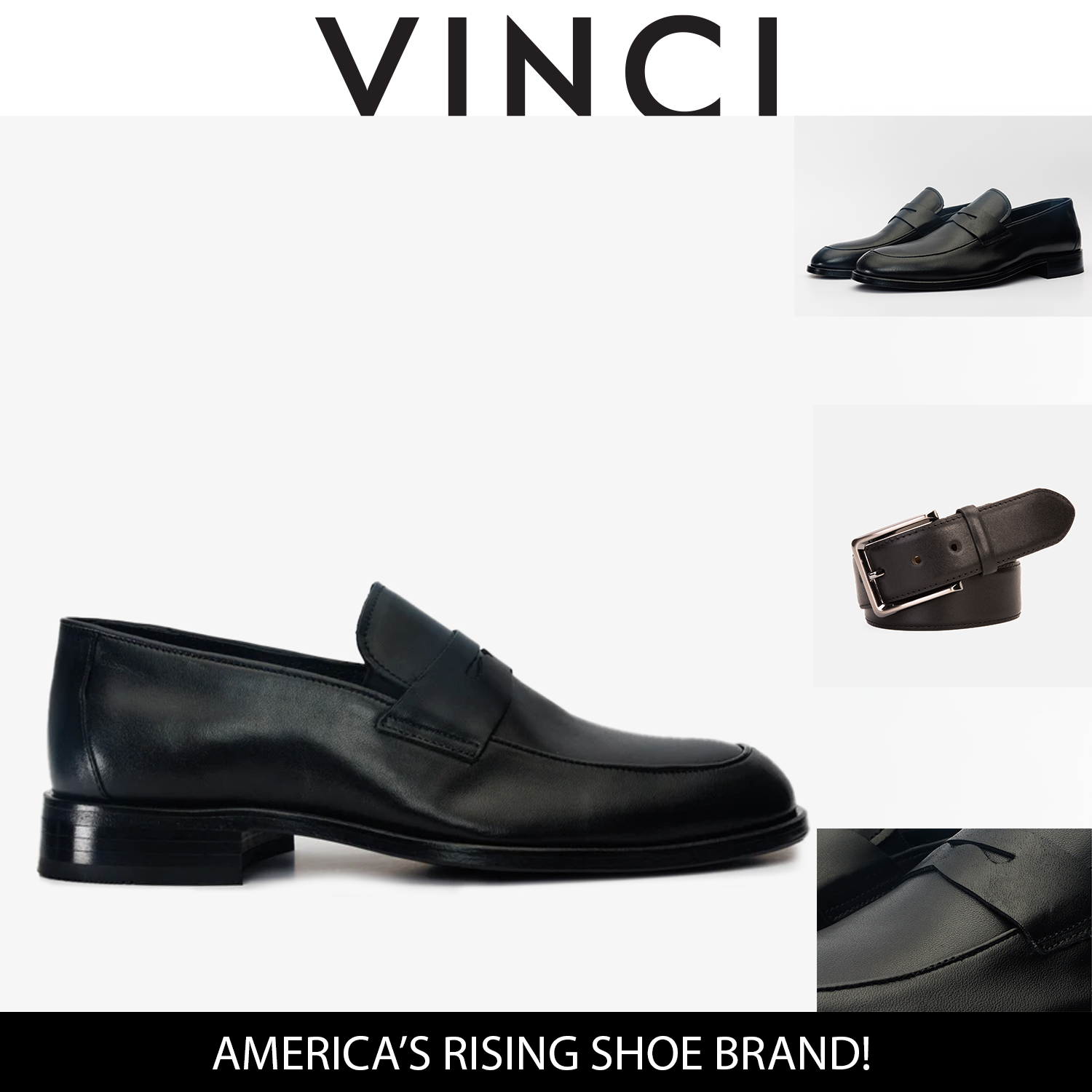 The Marinka Black Leather Shoe Penny Loafer  Shoe - Vinci Leather