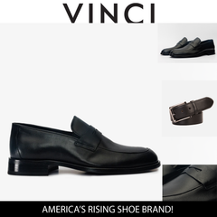 The Marinka Black Leather Shoe Penny Loafer  Shoe - Vinci Leather