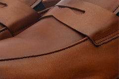 The Marinka Tan Leather Shoe Penny Loafer Shoe - Vinci Leather
