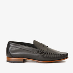 The Eregli Black Leather Penny Loafer Shoe - Vinci Leather