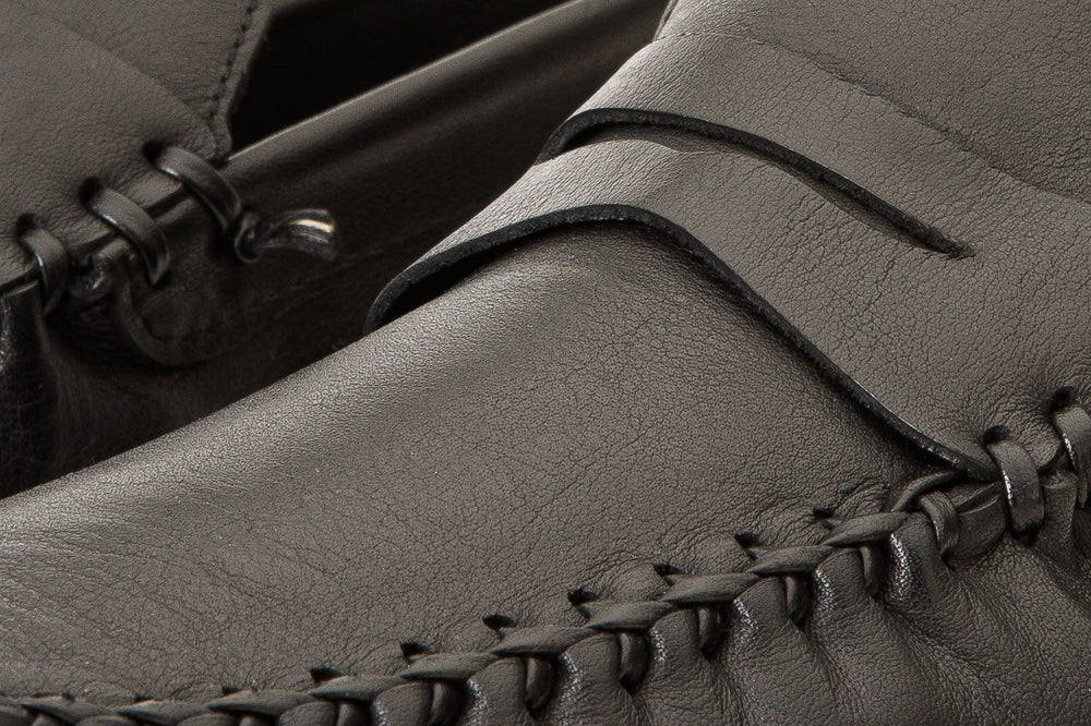 The Eregli Black Leather Penny Loafer Shoe - Vinci Leather