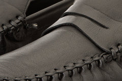 The Eregli Black Leather Penny Loafer Shoe - Vinci Leather