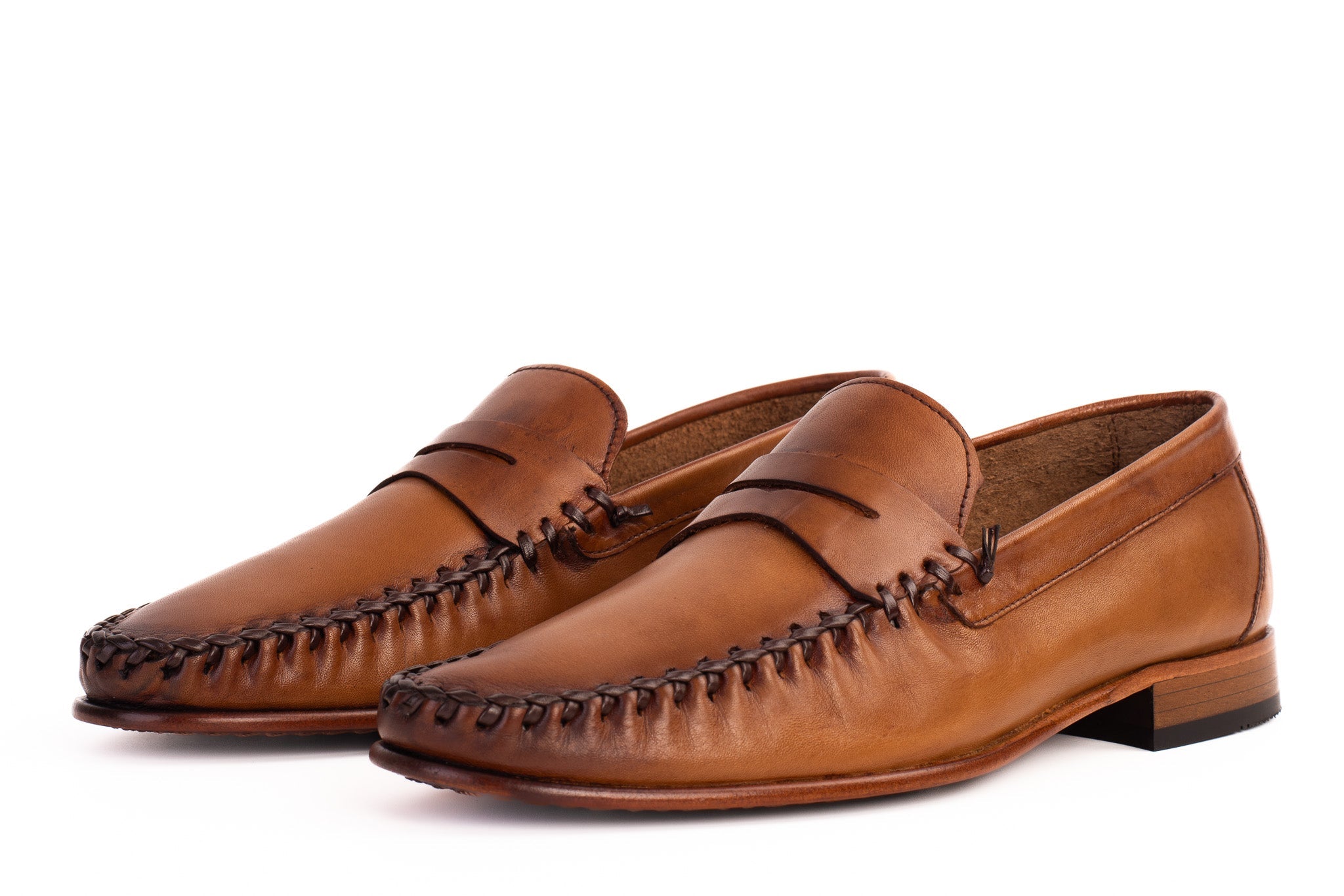 The Eregli Tan Leather Penny Loafer Shoe - Vinci Leather