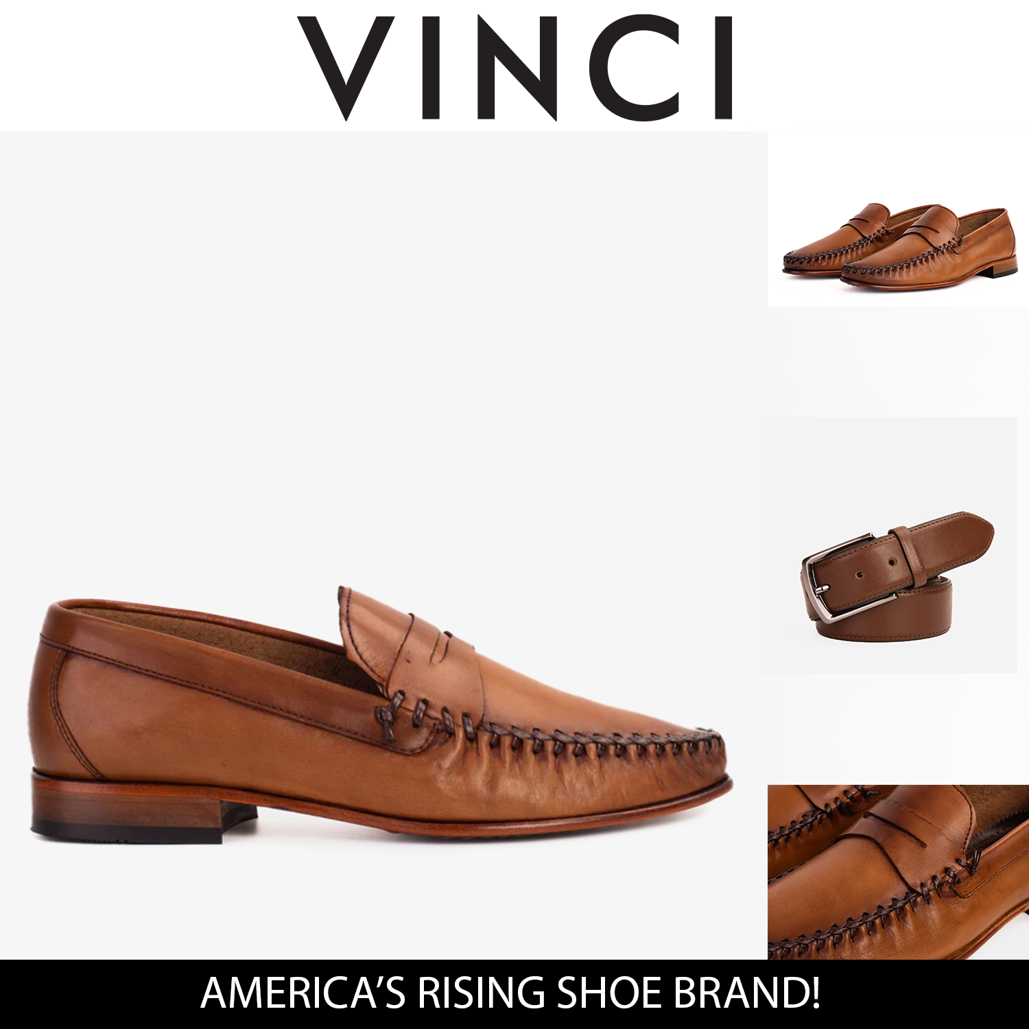 The Eregli Tan Leather Penny Loafer Shoe - Vinci Leather