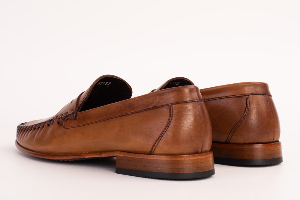 The Eregli Tan Leather Penny Loafer Shoe - Vinci Leather