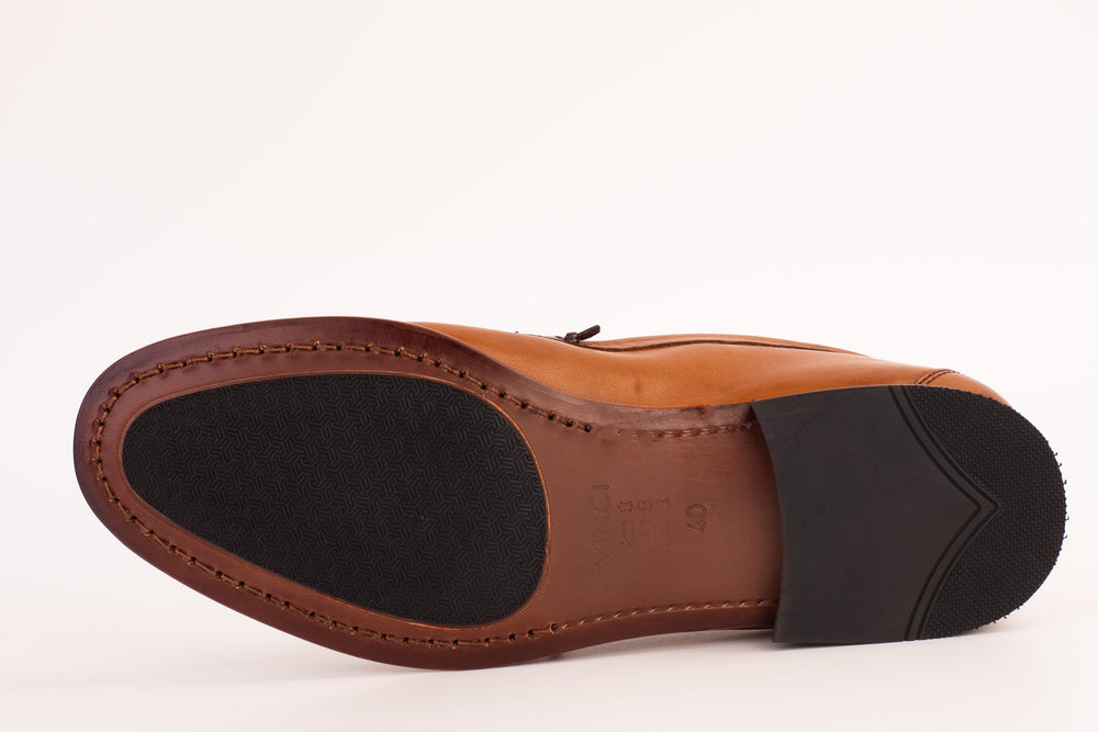The Eregli Tan Leather Penny Loafer Shoe - Vinci Leather