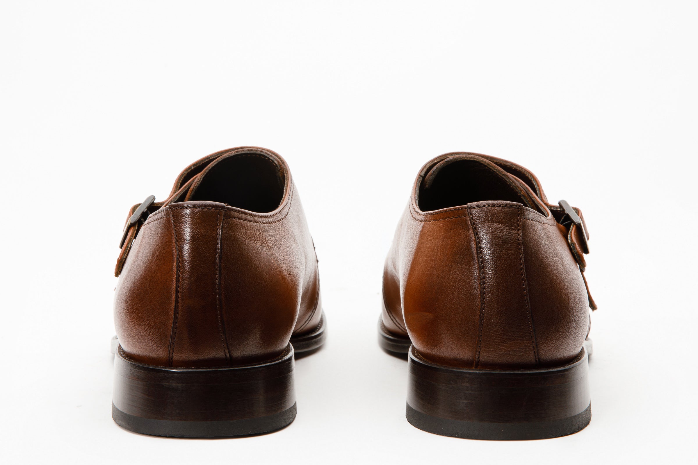 The Essen Brown Cap Toe Double Monk Strap Shoe - Vinci Leather