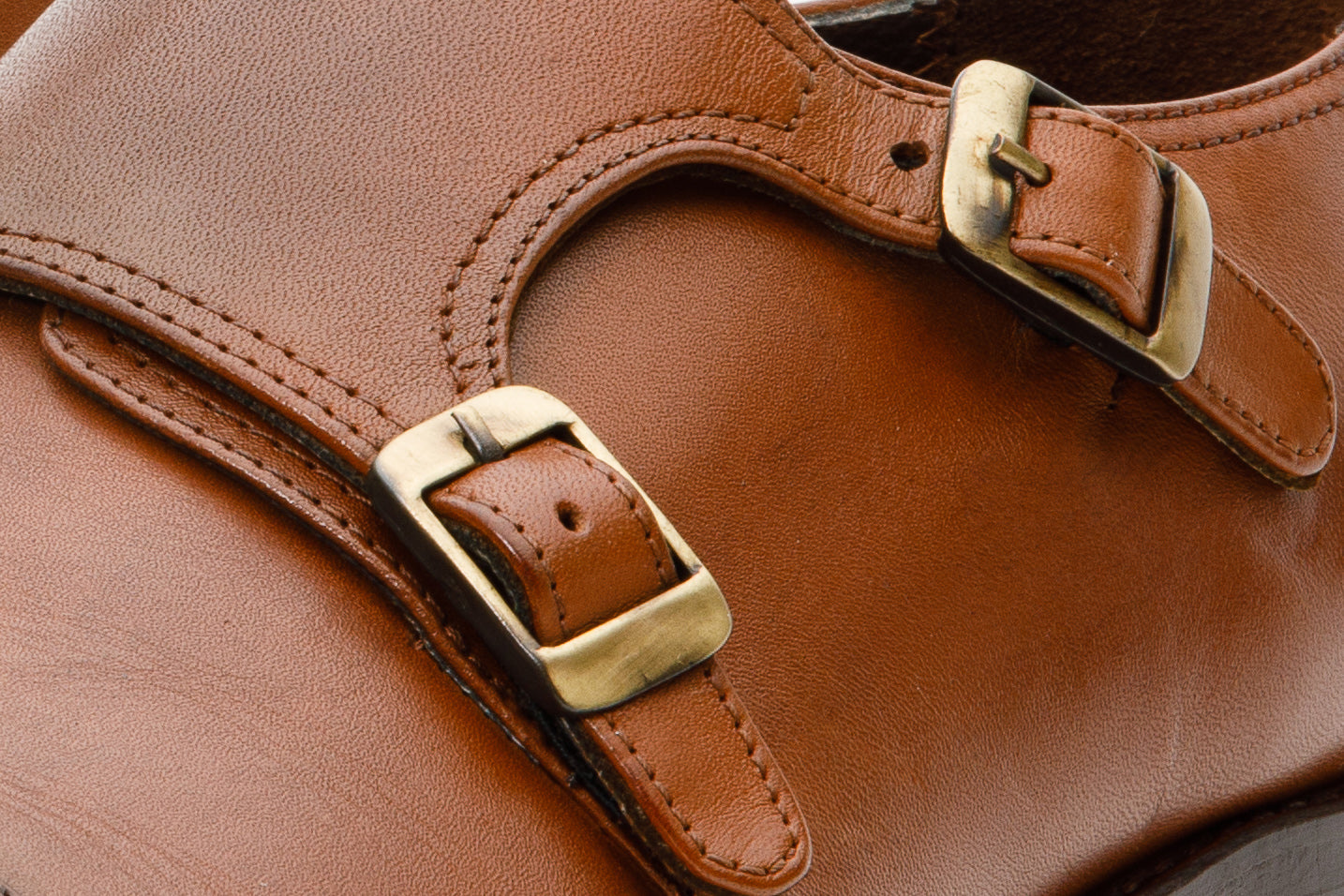 The Essen Brown Cap Toe Double Monk Strap Shoe - Vinci Leather