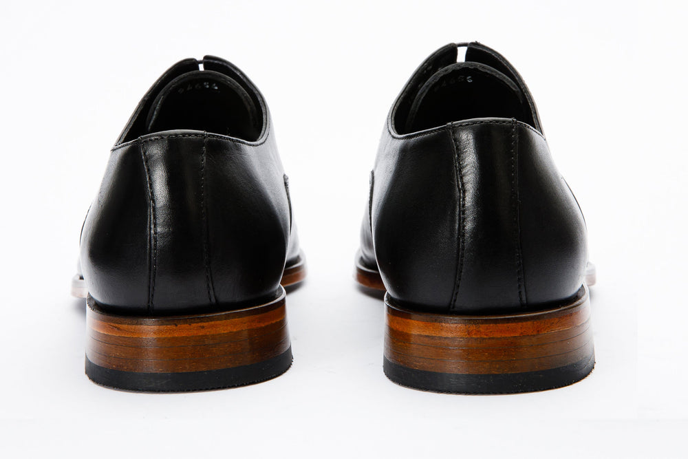 The Gambaha Black Leather Quarter Brogue Cap Toe Oxford Shoe - Vinci Leather