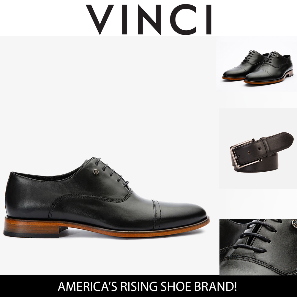 The Gambaha Black Leather Quarter Brogue Cap Toe Oxford Shoe - Vinci Leather