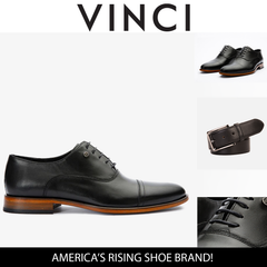 The Gambaha Black Leather Quarter Brogue Cap Toe Oxford Shoe - Vinci Leather