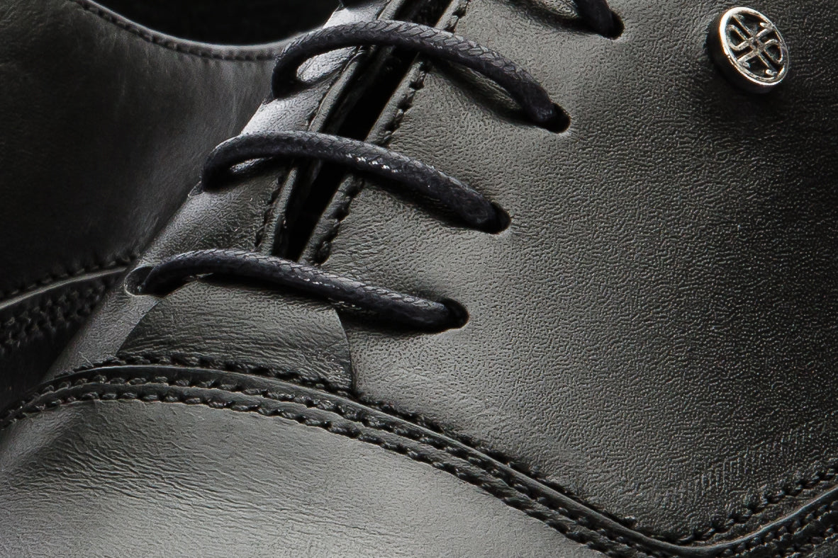 The Gambaha Black Leather Quarter Brogue Cap Toe Oxford Shoe - Vinci Leather