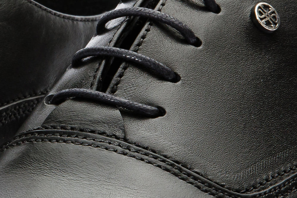 The Gambaha Black Leather Quarter Brogue Cap Toe Oxford Shoe - Vinci Leather