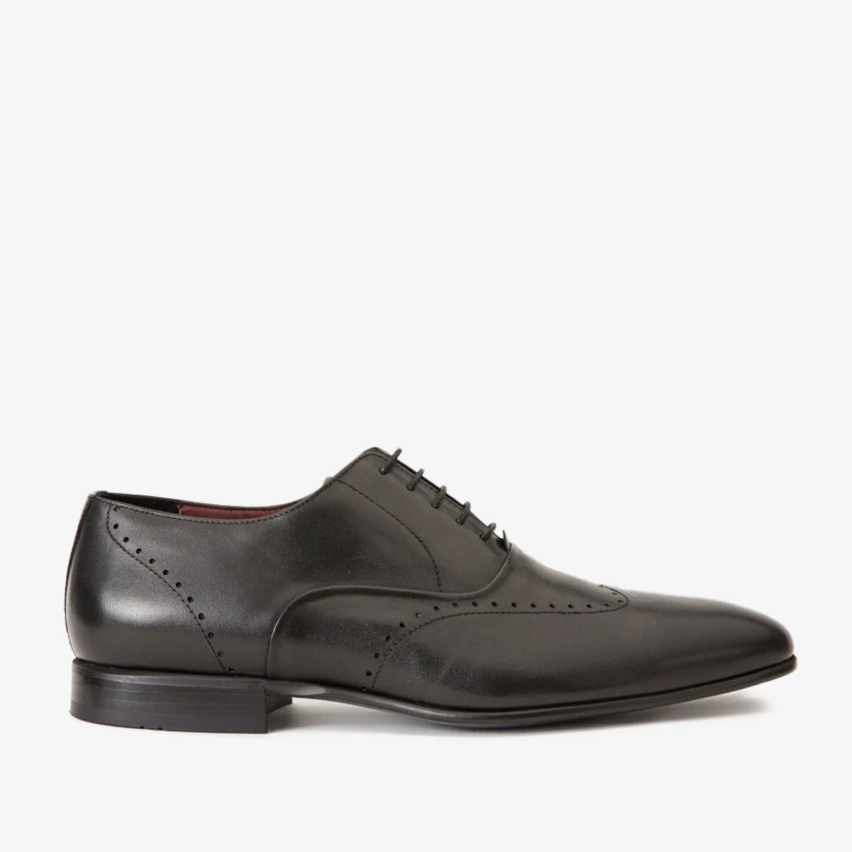 The Roma Black Leather Wingtip Oxford Shoe - Vinci Leather