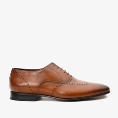 The Roma Tan Leather Wingtip Oxford Shoe - Vinci Leather