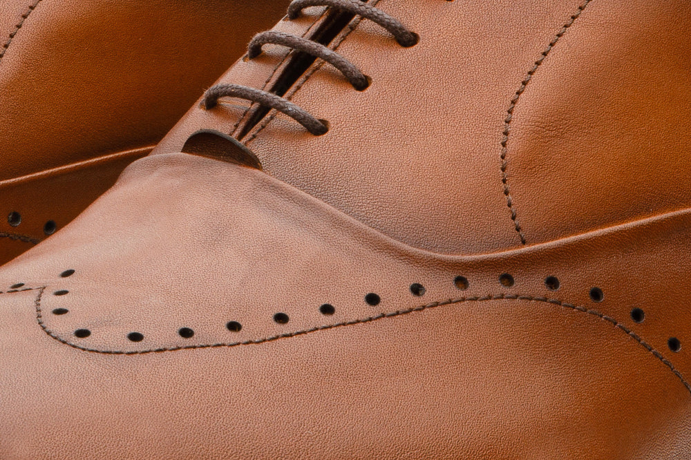 The Roma Tan Leather Wingtip Oxford Shoe - Vinci Leather