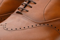 The Roma Tan Leather Wingtip Oxford Shoe - Vinci Leather