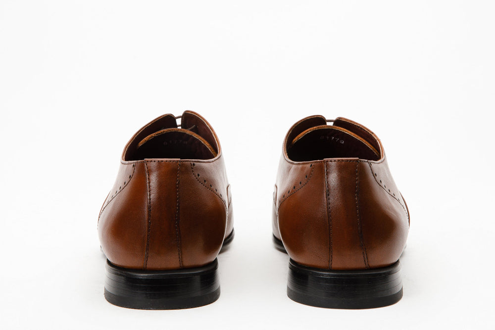 The Roma Tan Leather Wingtip Oxford Shoe - Vinci Leather