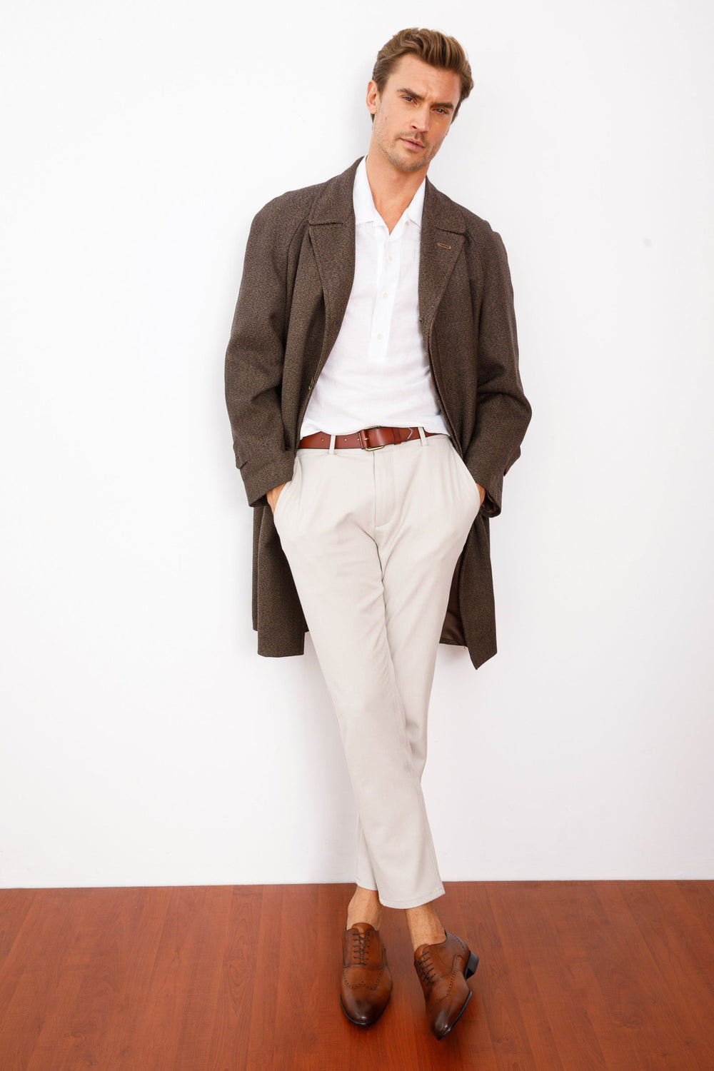 The Roma Tan Leather Wingtip Oxford Shoe - Vinci Leather