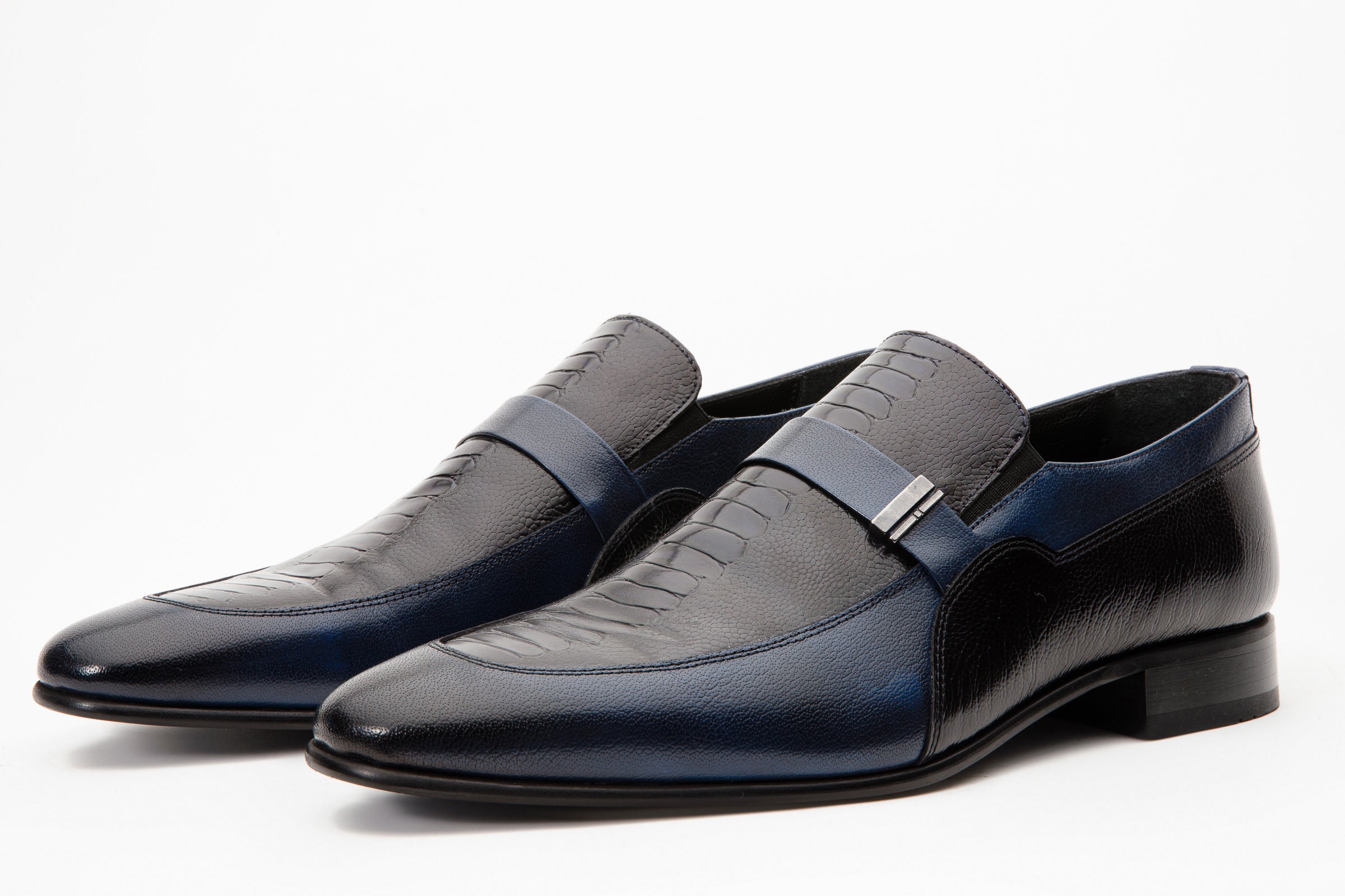 The Kazablanka Navy Leather Bit Loafer  Shoe - Vinci Leather