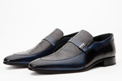The Kazablanka Navy Leather Bit Loafer  Shoe - Vinci Leather