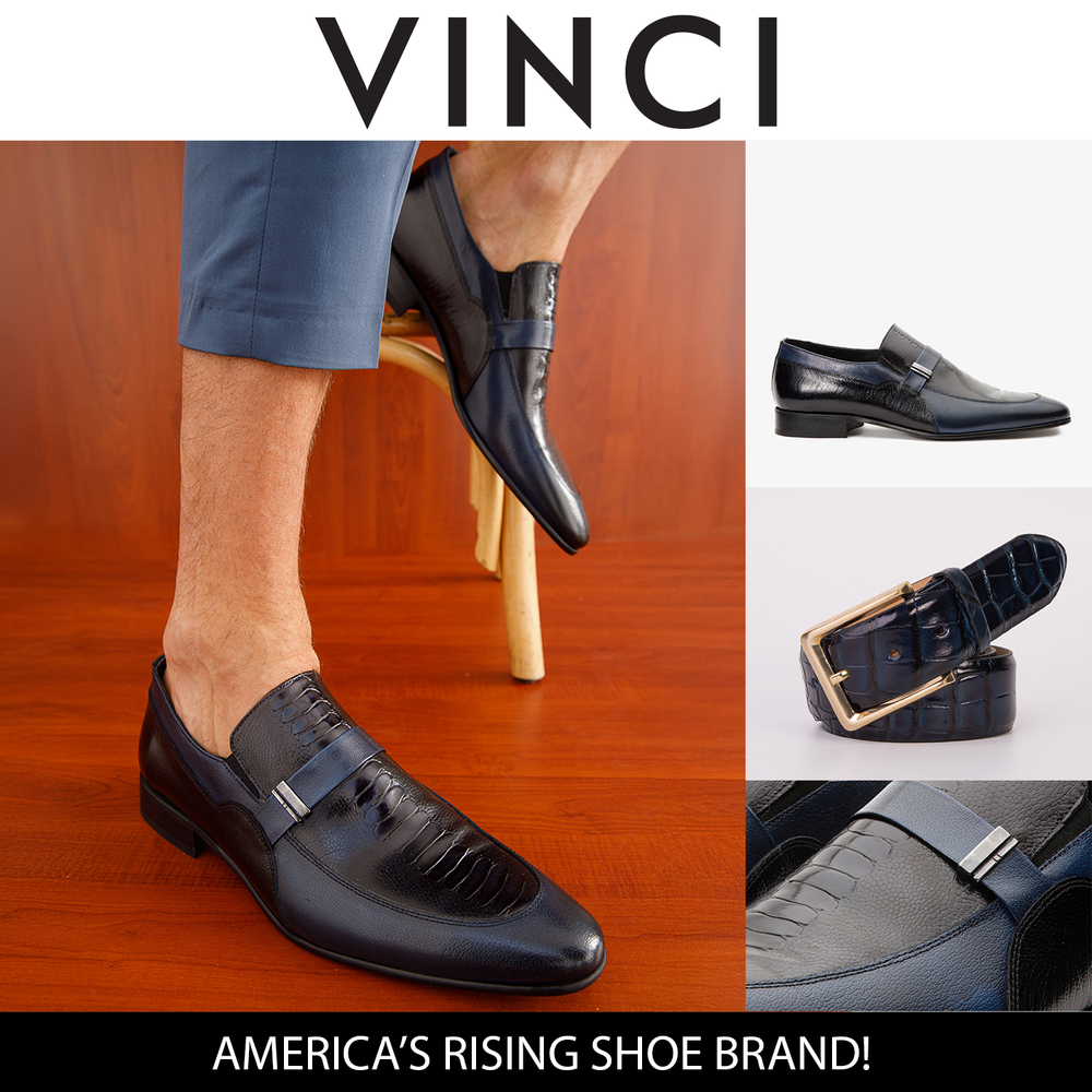 The Kazablanka Navy Leather Bit Loafer  Shoe - Vinci Leather